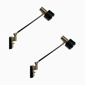 Lámparas de pared ajustables de metal, 1950. Juego de 2