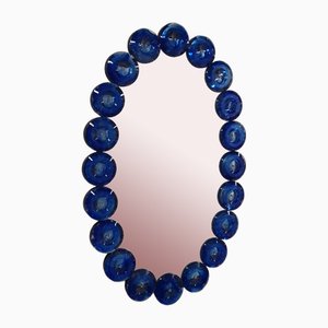 Miroir de Style Ovale Bleu en Verre Murano par Fratelli Tosi