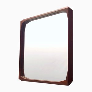 Vintage Square Wall Mirror with Ebonized Walnut Frame attributed to Dino Cavalli, Italy, 1960s