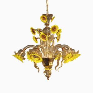 Lámpara de araña Girasoli de cristal de Murano soplado de Bottega Veneziana