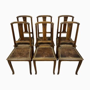 Art Nouveau Dining Chairs, Set of 6