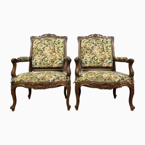 Louis XV Provençal Carved Armchairs in Walnut, Set of 2