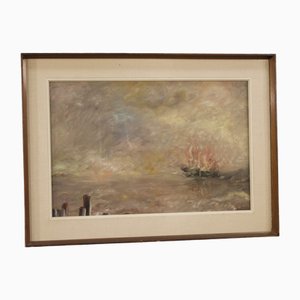 Italian Artist, Seascape in Impressionist Style, 1960, Oil on Canvas, Framed