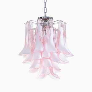 Chandelier in Flamingo Pink Murano Glass Petals by Bottega Veneziana