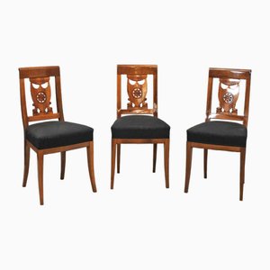 Biedermeier Chairs in Walnut, Set of 3
