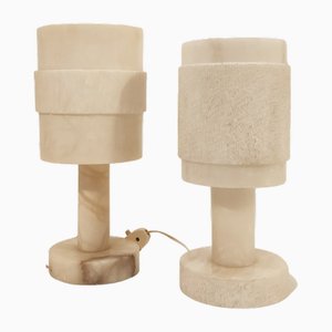 Französische Alabaster Tischlampen, 1950er, 2er Set