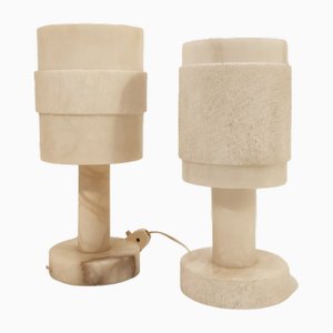 French Alabaster Table Lamps, 1950s, Set of 2
