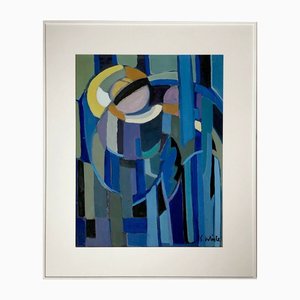 E. Whisle, Composition, 1960s, Gouache on Paper, Framed