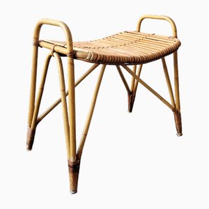 Rattan Fußhocker von Rohé Noordwolde, Niederlande, 1960er