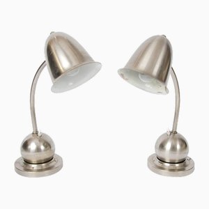 Lampes de Bureau Art Déco en Nickel de Daalderop KDM Royal Holland, 1930s, Set de 2