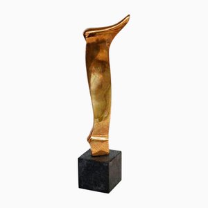 Neil Willis, Sculpture Abstraite sur Socle Noir, 1970s, Bronze sur Socle en Pierre