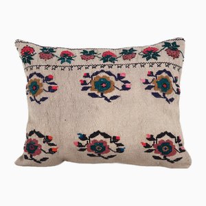 Vintage Aubusson Floral Turkish Kilim Cushion Cover, 2010s