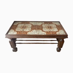 Antique Spanish Coffee Table with Tiles