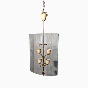 Chandelier in Iron and Brass Floral from Pietro Chiesa for Fontana Arte, 1940s