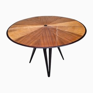 Mesa de diseño redonda de madera oscura de Osvaldo Borsani para Abv Borsani, años 50
