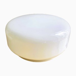 Minimalist White Opaline Glass Pill Flush Mount