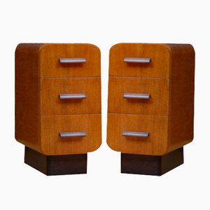 Art Deco Style Bedside Drawers in Oak, 1950s, Set of 2