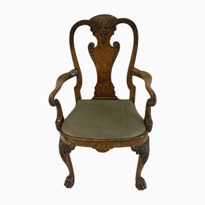 Victorian Burr and Carved Walnut Desk Chair, 1880s