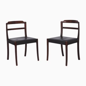 Chaises Vintage en Palissandre et Cuir par Ole Wanscher, 1960s, Set de 4