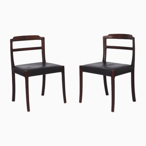 Vintage Chairs in Rosewood and Leather by Ole Wanscher, 1960s, Set of 4