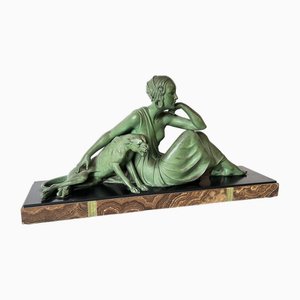 Armand Godard, Dame à la Panthère, 1920s, Bronze sur Socle Onyx
