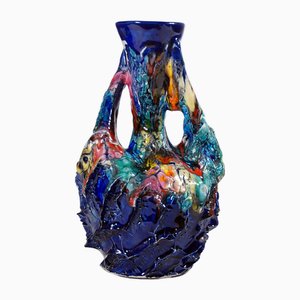 Brutalist Multicolor Ceramic Vase from Vallauris, 1960s