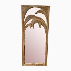 Italian Rattan Palm Tree Mirror by Vivai del Sud, 1970s