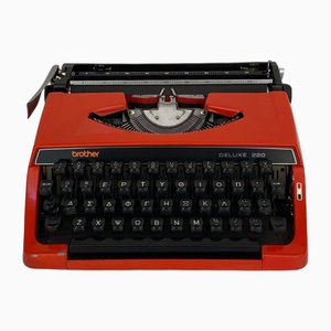 Vintage Japanese Red Deluxe 220 Typewriter with Greek Characters from Brother