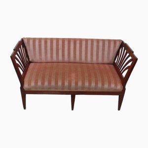 2-Seater Sofa in Walnut with Rose Upholstery 1900s