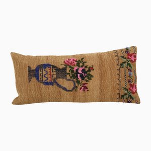 Housse de Coussin Kilim Floral Tissée à la Main, Turquie