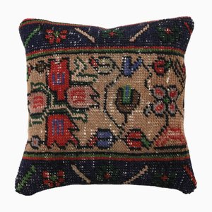 Turkish Oushak Cushion Cover in Dark Brown Wool