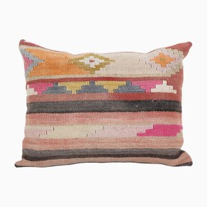 Housse de Coussin Kilim Géométrique à Rayures Anatolian en Laine