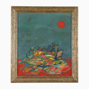 Eugenio Guglielminetti, Composition, Oil & Applications on Canvas, Framed