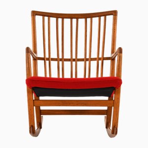 Rocking Chair in Oak with Wool Fabric by Hans Wegner, 1950s