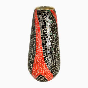 Tall Black and Red Mosaic Vase, 1960s