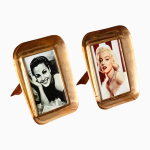 Mid-Century Italian Gilt Brass Photo Frames, Italy, 1950s, Set of 2