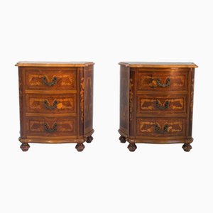 Hand-Inlaid Wooden Bedside Tables, Set of 2
