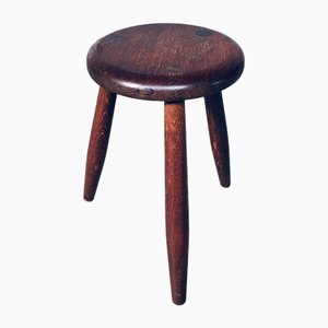 Artisan Turned Oak Tripod Stool, 1940s