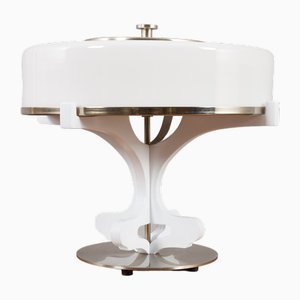 Lámpara de mesa italiana era espacial con pantalla de cristal de Murano, años 70