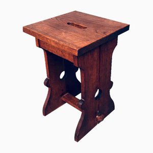 Tabouret Amsterdamse School avec Poignée en Chêne, Pays-Bas, 1920s