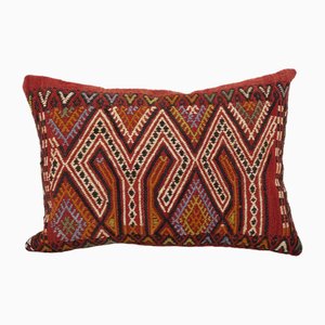 Housse de Coussin Lumbar Cicim Rouge - Coussin Jajim Turc en Laine