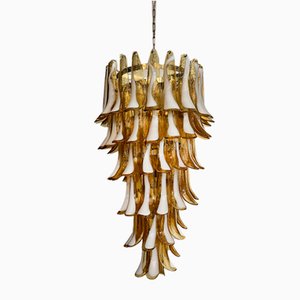 Large Italian Murano Glass Spiral Chandelier, 1990s