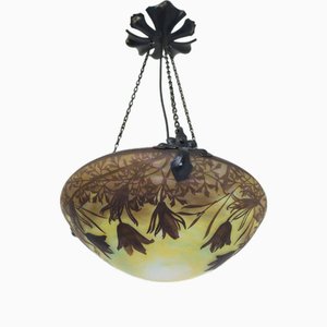 Art Nouveau Fleur De Lys Pendant Light from Daum Nancy, 1910s