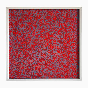 Francois Morellet, Un detalle de los 40.000 cuadrados rojos y azules, 1965, Serigrafía