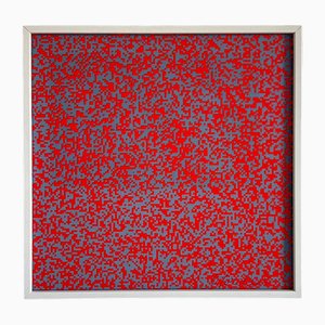 Francois Morellet, Un detalle de los 40.000 cuadrados rojos y azules, 1965, Serigrafía