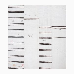 Modern Striped White & Brown Hemp Rug, 1958