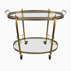Oval 2-Tier Bar Cart in the style of Maison Baguès, 1950s