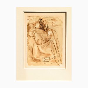 Salvador Dali, La Divine Comédie, Purgatoire 30 : L'Annonce d'un Grand Événement, Gravure Sur Bois Originale, 1963, Encadrée