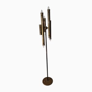 Vintage Reading Floor Lamp in Brass-Plated Iron and Brass from Lamperti, 1960s