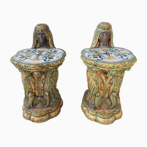 Sedie da giardino Mid-Century in maiolica, Italia, anni '50, set di 2